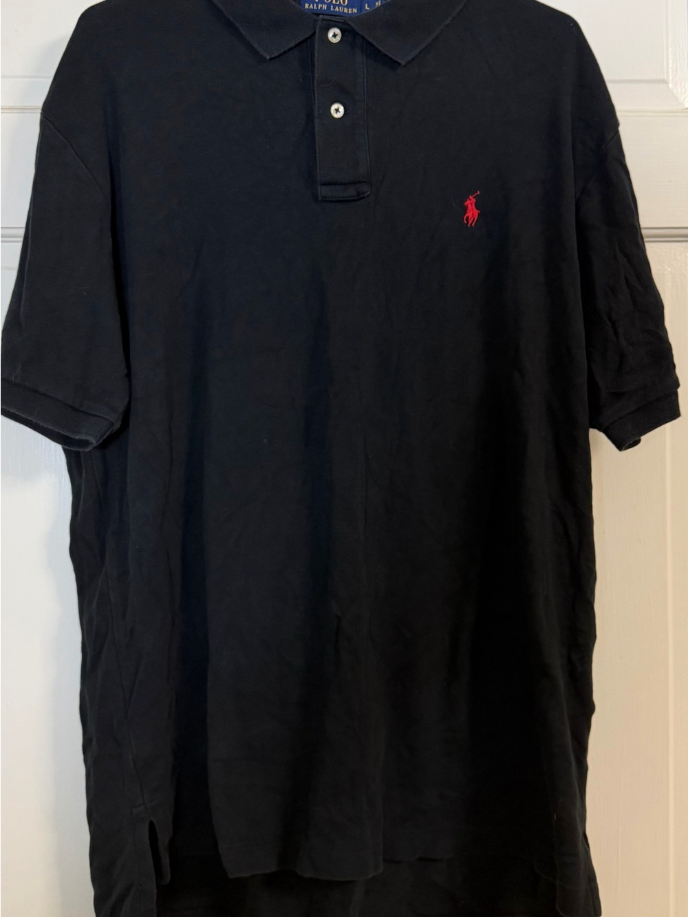 Ralph Lauren Black Polo with Red Pony Embroidery large pics stink